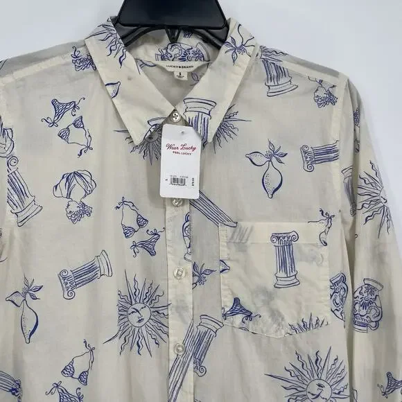 Lucky Brand Women's Coastal Printed Vacation Button Down Shirt Size Small NWT - Picture 6 of 9
